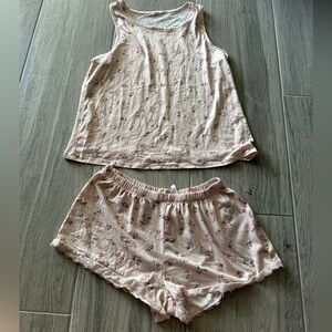 Flora Nikrooz pink floral pajama set size small